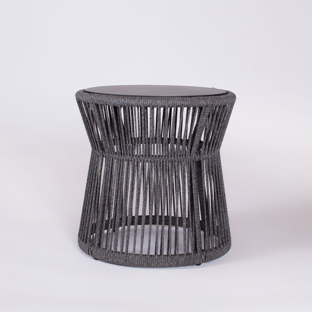 Saranac End Table with Honed Granite Top in Black Rope finish