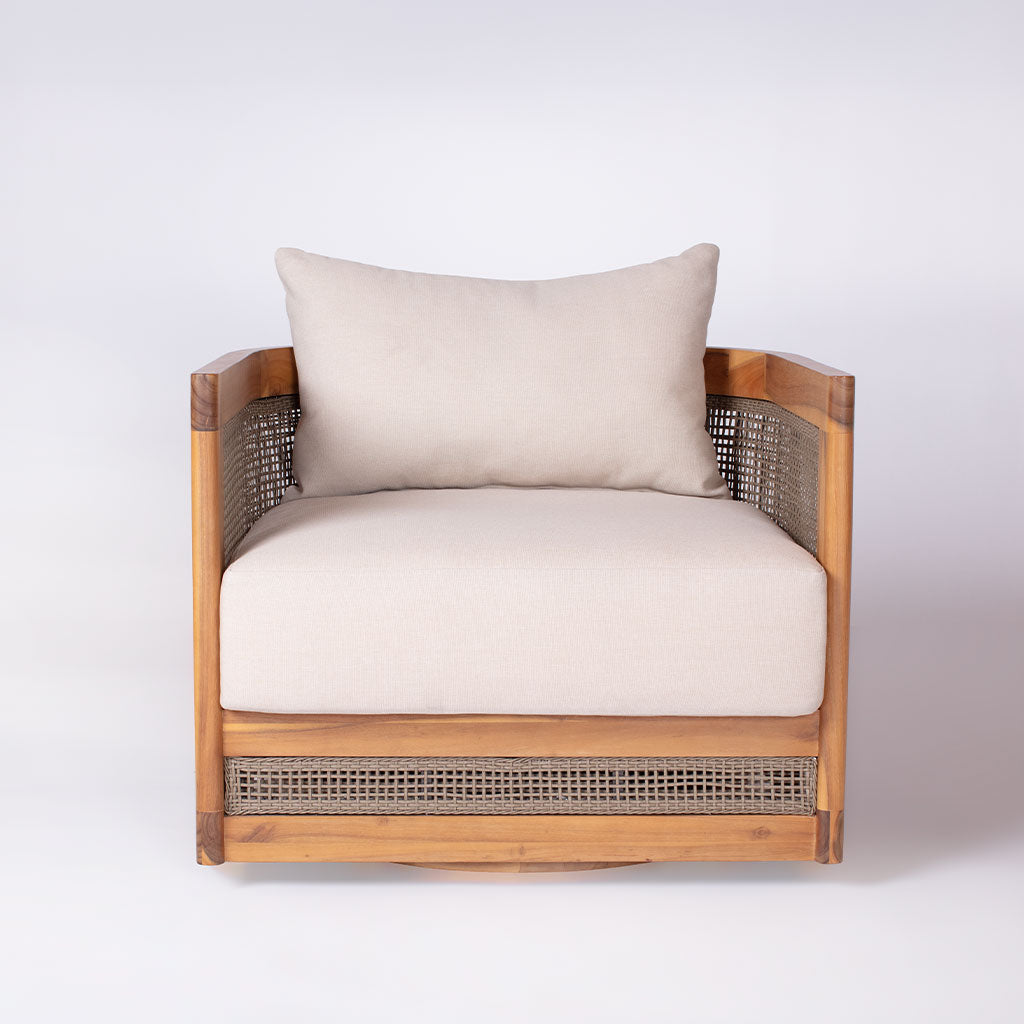 Biscayne Swivel Chair in Play Snow finish