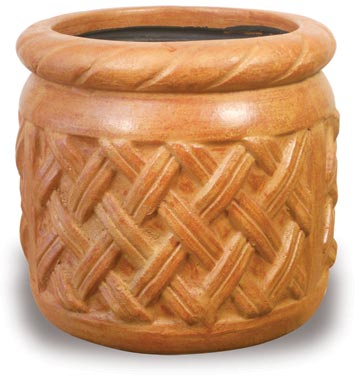 Medium Basket Cylinder Planter handcrafted garden piece.