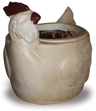 Hen Planter handcrafted garden piece.