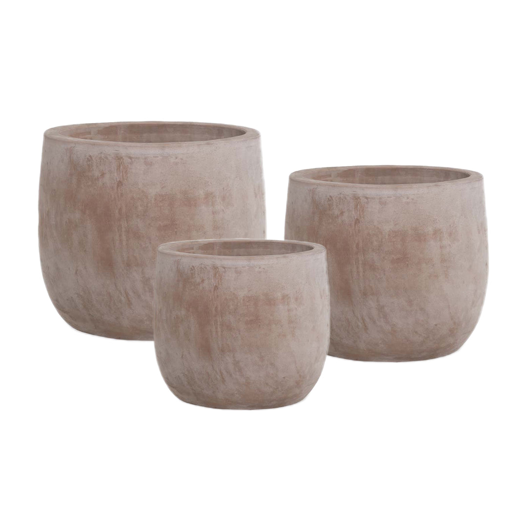 Medium Egg Terra Cotta Planter set of 3 in Mterra finish