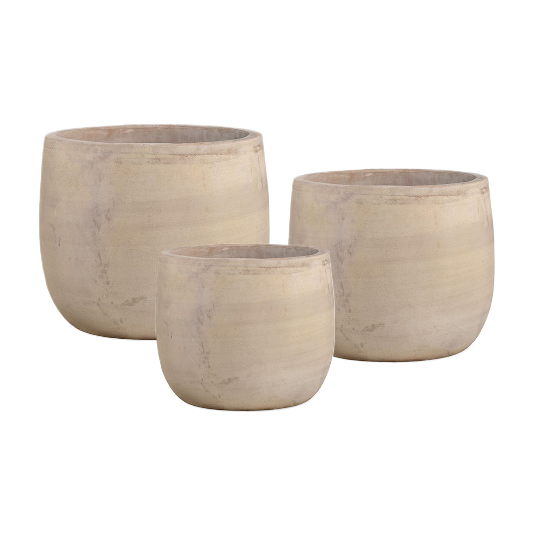 Medium Egg Terra Cotta Planter set of 3 in Wterra finish