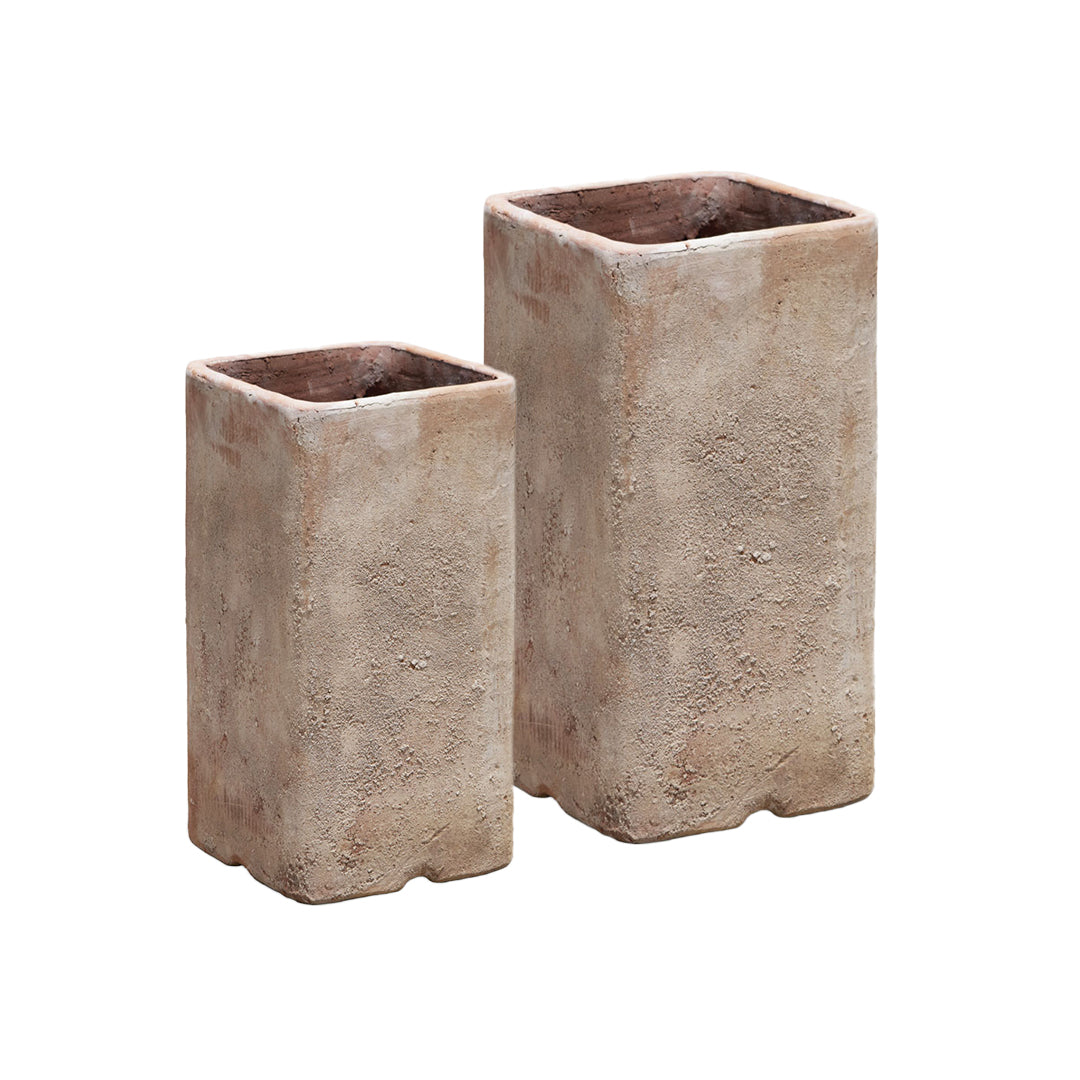 Terra Antico Earthy Tall Cube Planter set of 2 in Terra Antico finish