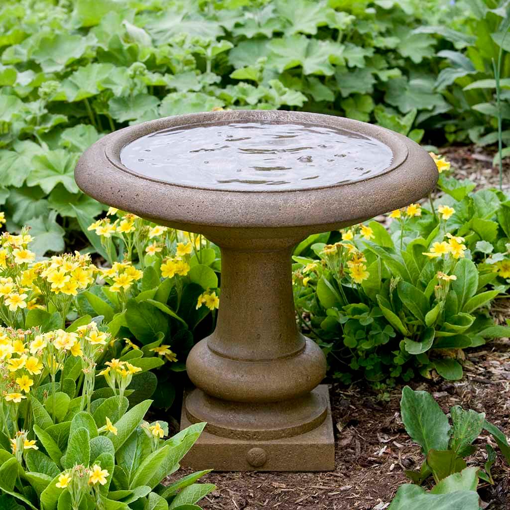 Williamsburg Summer House Birdbath in Aged Limestone finish