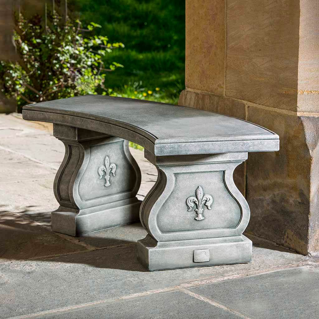 Fleur De Lys Curved Bench in Alpine Stone finish