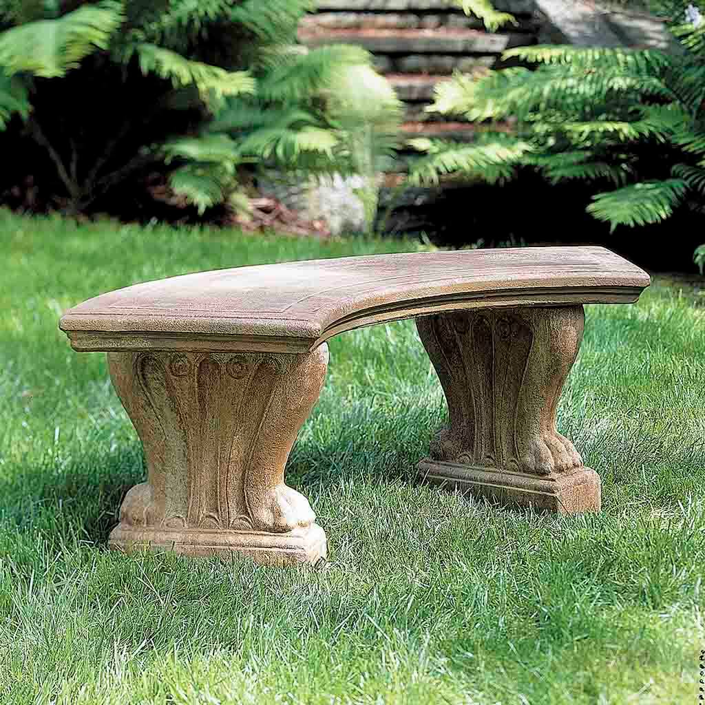 Curved West Chester Bench in Aged Limestone finish