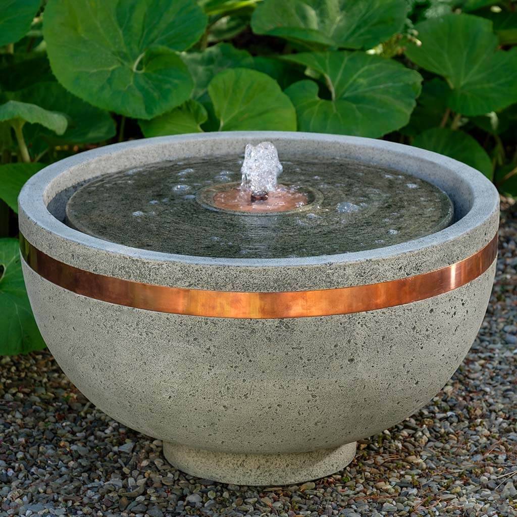 El Sol Copper Banded Fountain outdoor fountain in Alpine Stone