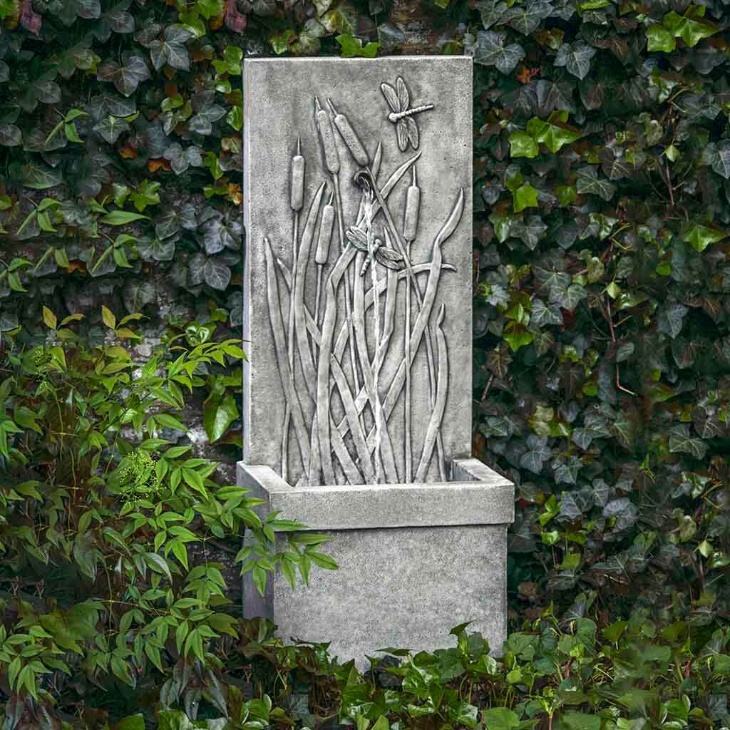 Dragonfly Wall Garden Fountain in Alpine Stone finish