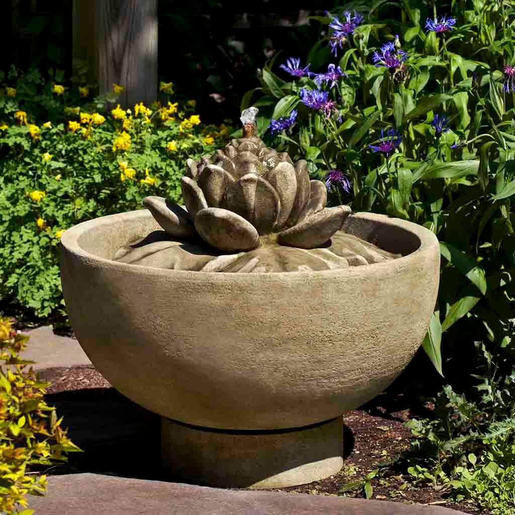 Smithsonian Lotus Fountain outdoor fountain in English Moss