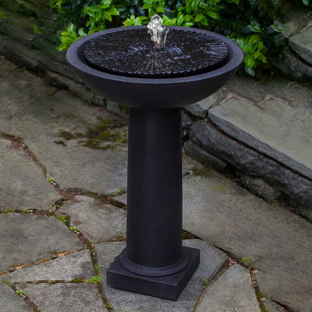 Equinox Birdbath Fountain outdoor fountain in Nero Nuovo
