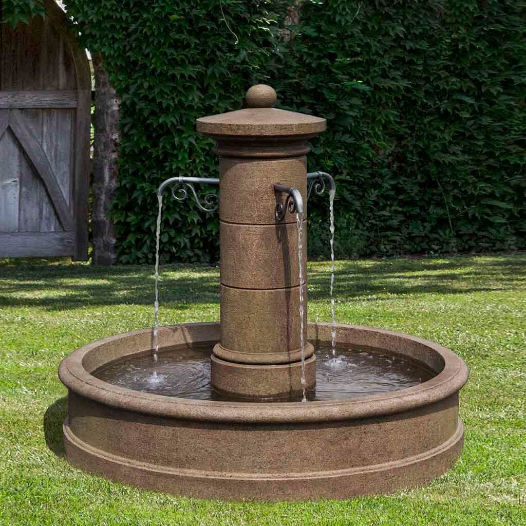 Avignon Fountain outdoor garden fountain in Aged Limestone finish