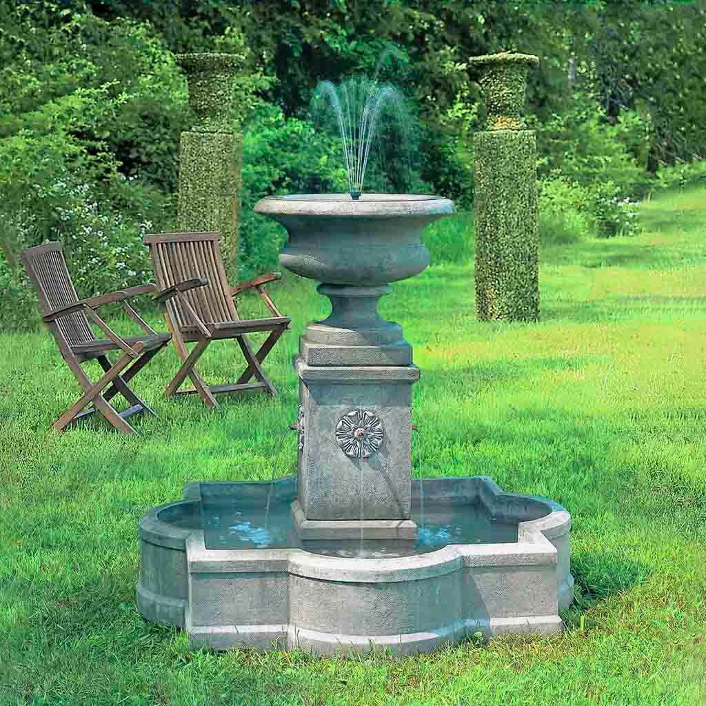 Palazzo Urn Garden Fountain in Greystone finish