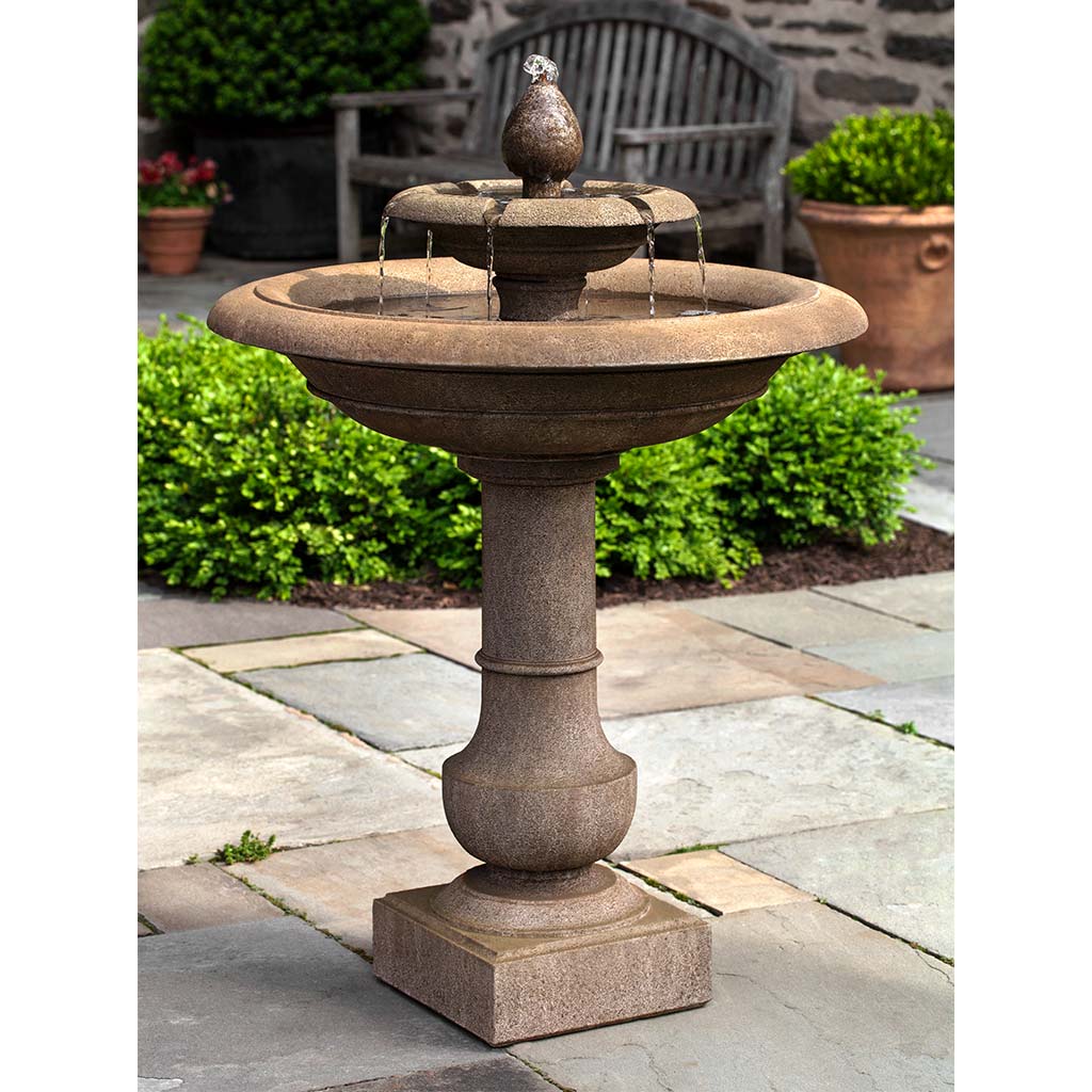 Palos Verdes Fountain outdoor garden fountain in Aged Limestone finish