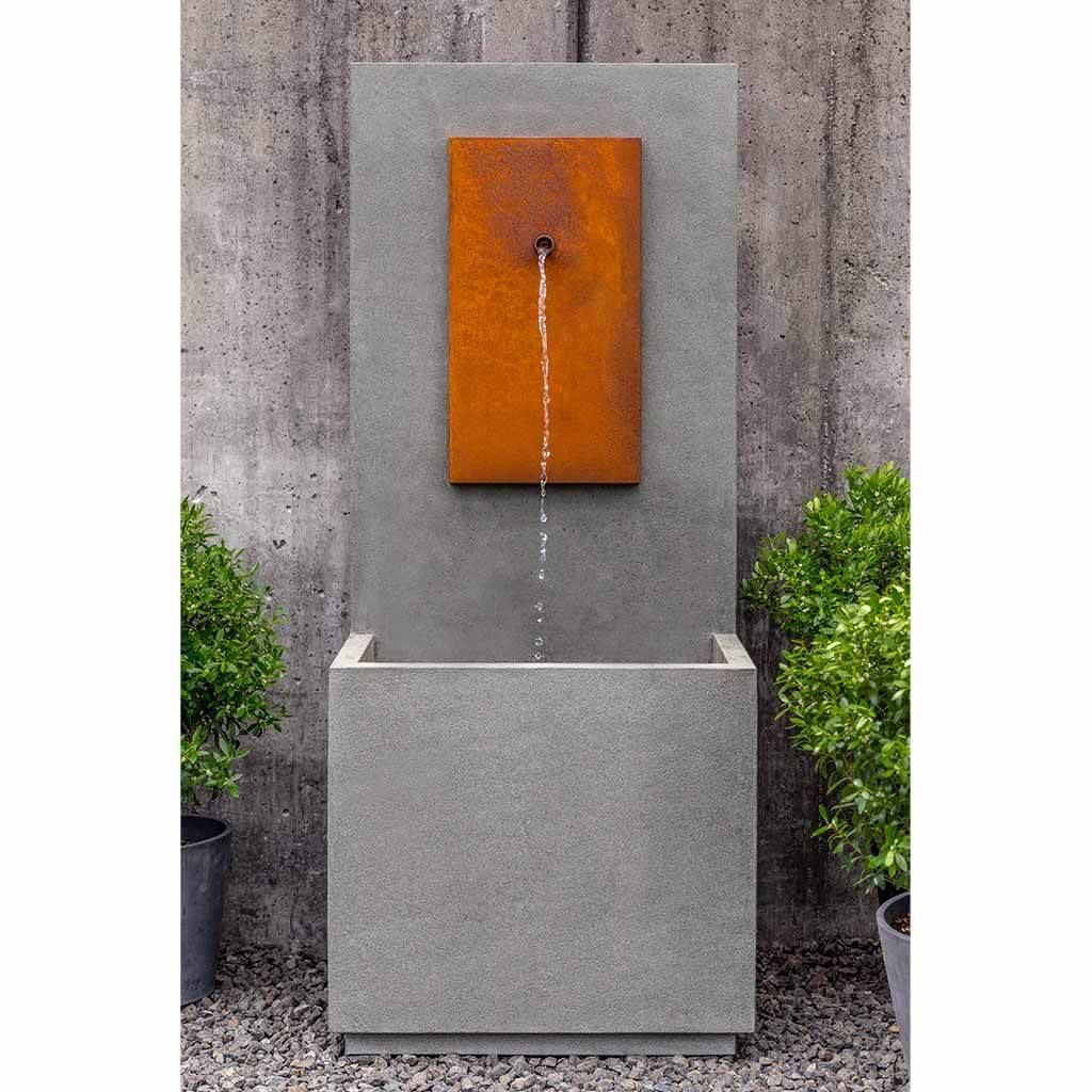 MC-1 Fountain - Corten Steel Face outdoor fountain in Alpine Stone