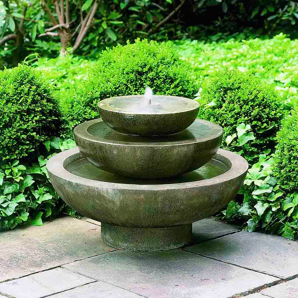 Platia Fountain outdoor fountain in Aged Limestone