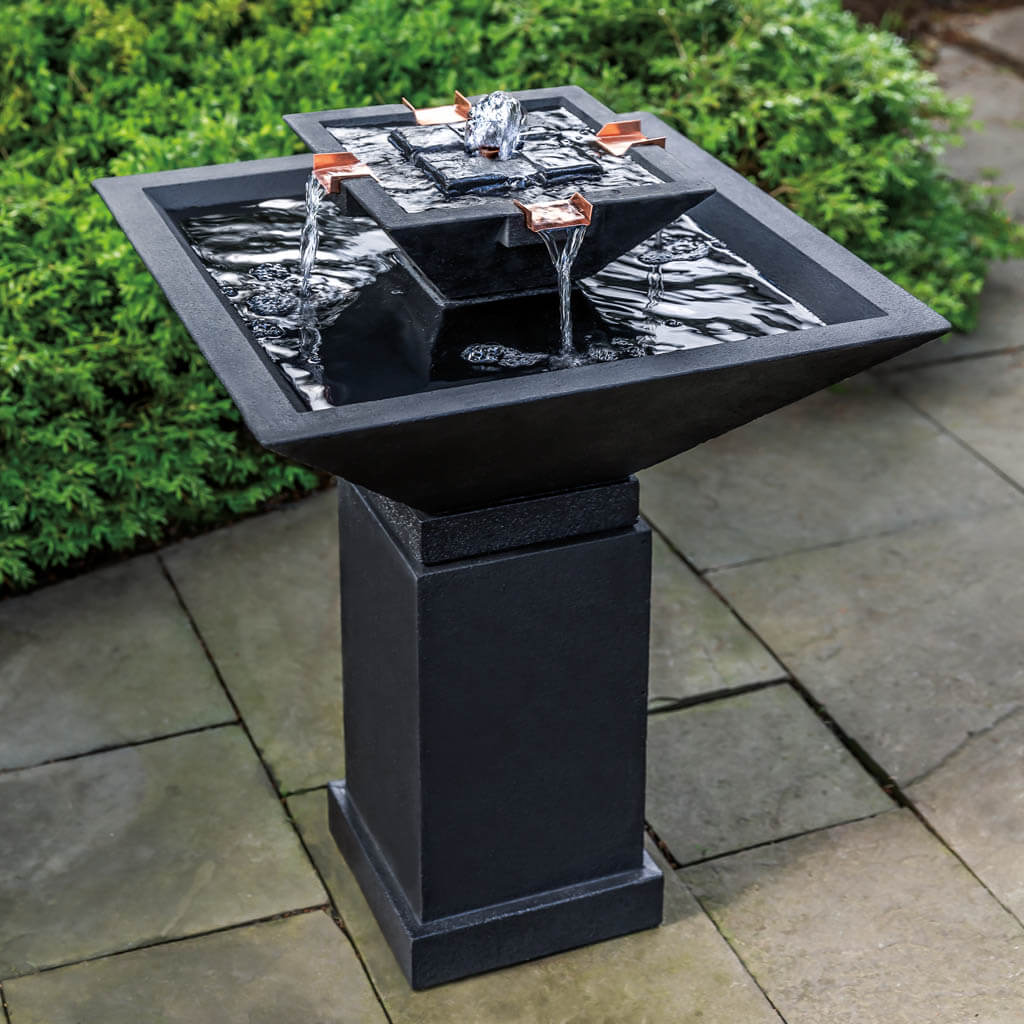 Square One Fountain outdoor fountain in Nero Nuovo