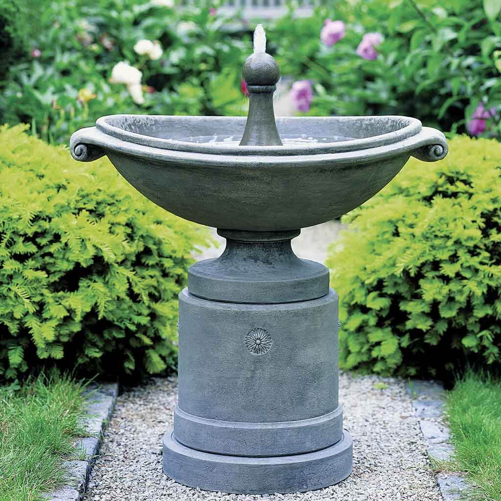 Medici Ellipse Fountain outdoor garden fountain in Greystone finish