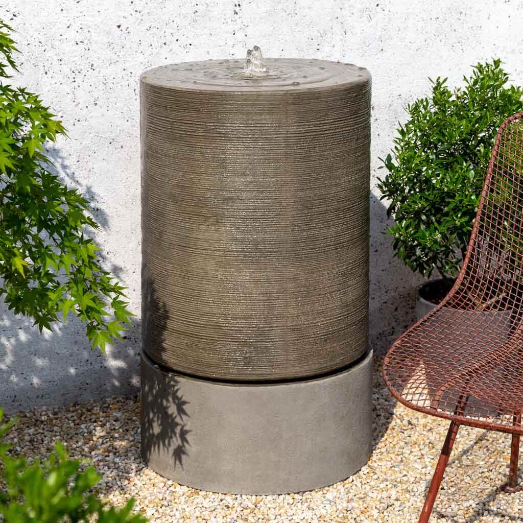 Large Modern Cylinder Fountain in Alpine Stone finish