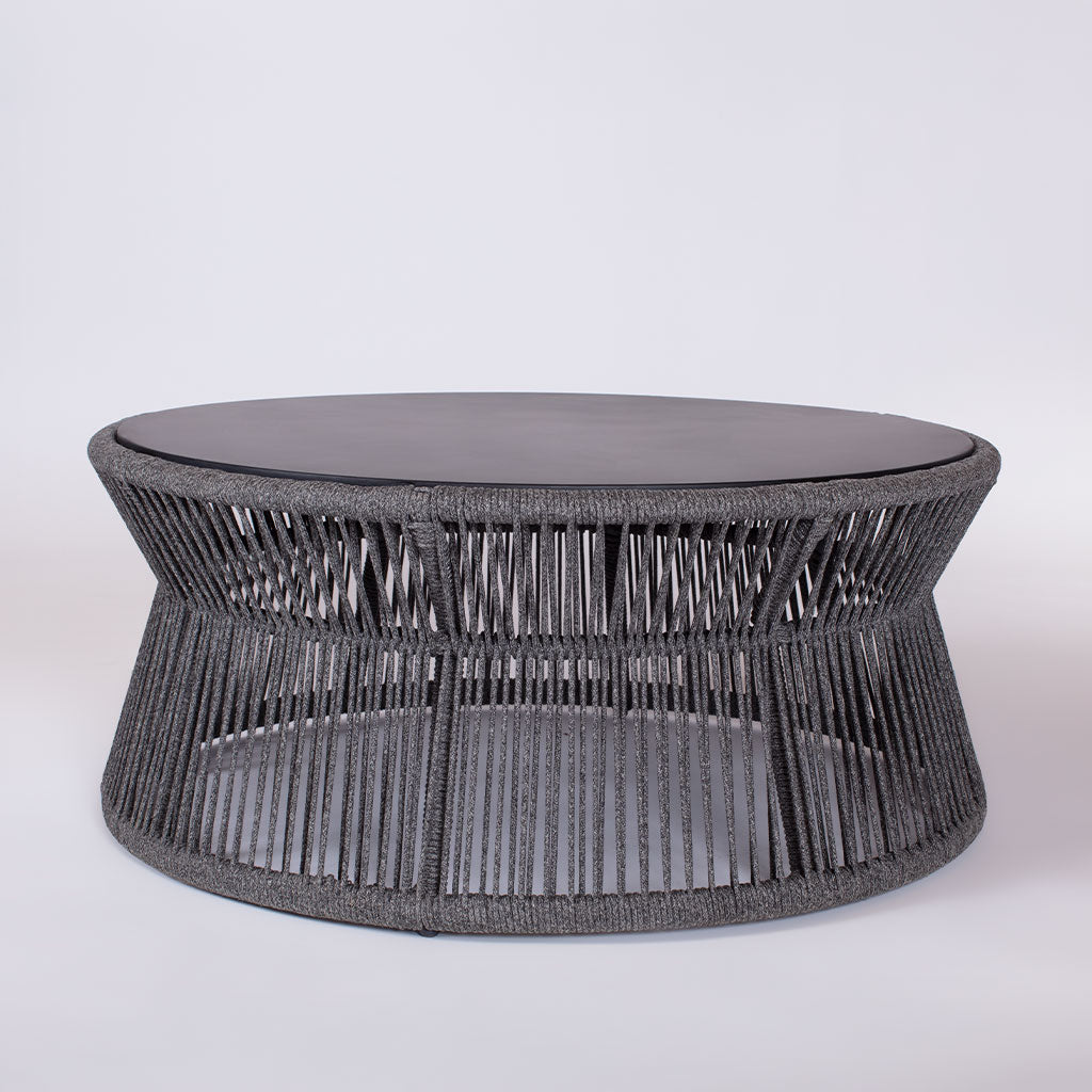 Saranac 40" Coffee Table with Honed Granite Top in Black Rope finish