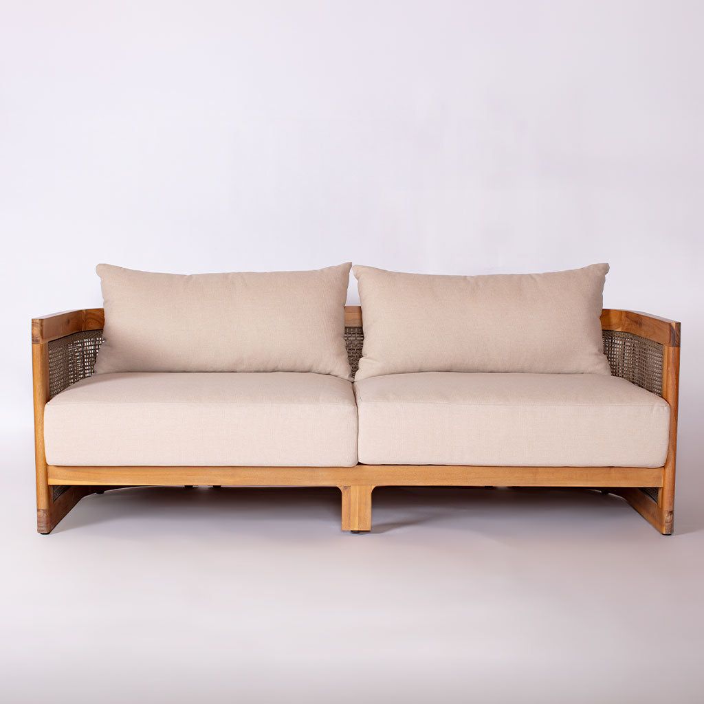Biscayne Sofa Loveseat in Play Snow finish