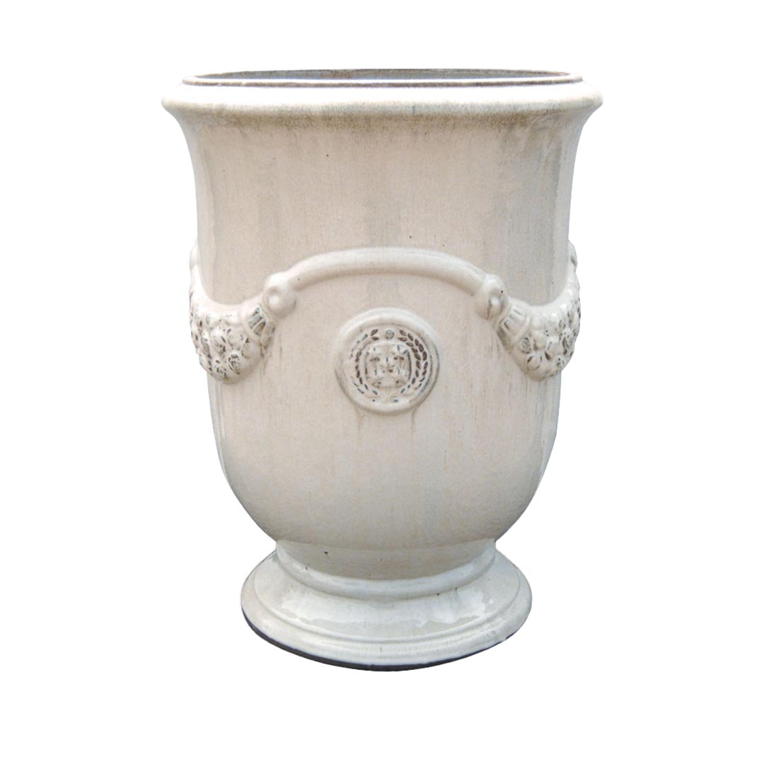 French Glazed Ceramic Urn in Cream finish