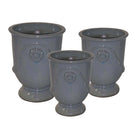 Medallion Glazed Ceramic Urn set of 3 in Country Blue finish