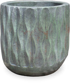 Vertical Waves Pot in Green finish