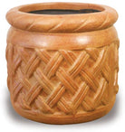 Medium Basket Cylinder Planter handcrafted garden piece.