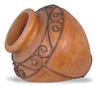 Welcome Pot with Iron Handle handcrafted garden piece.