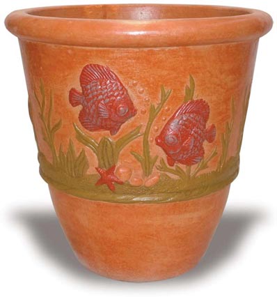 Tall Fish Pot handcrafted garden piece