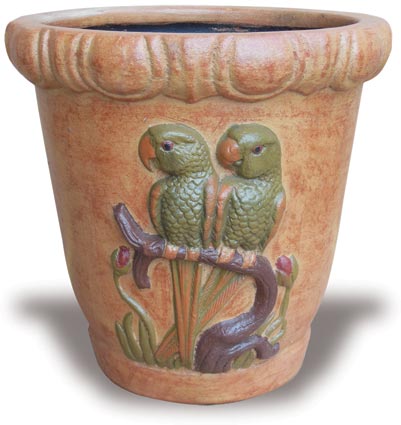 Parakeet Pot handcrafted garden piece.