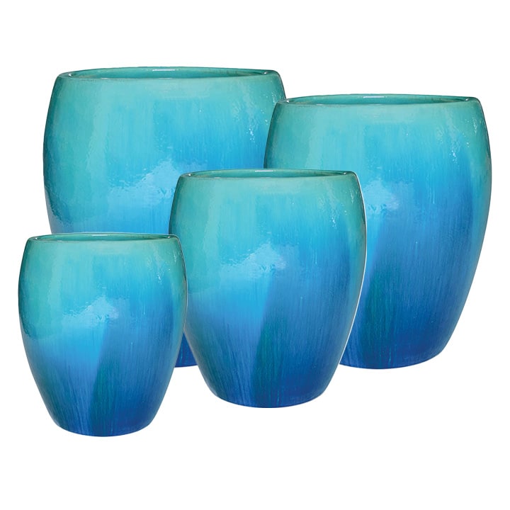 4 ceramic flower pots Tall Belly Planter Set