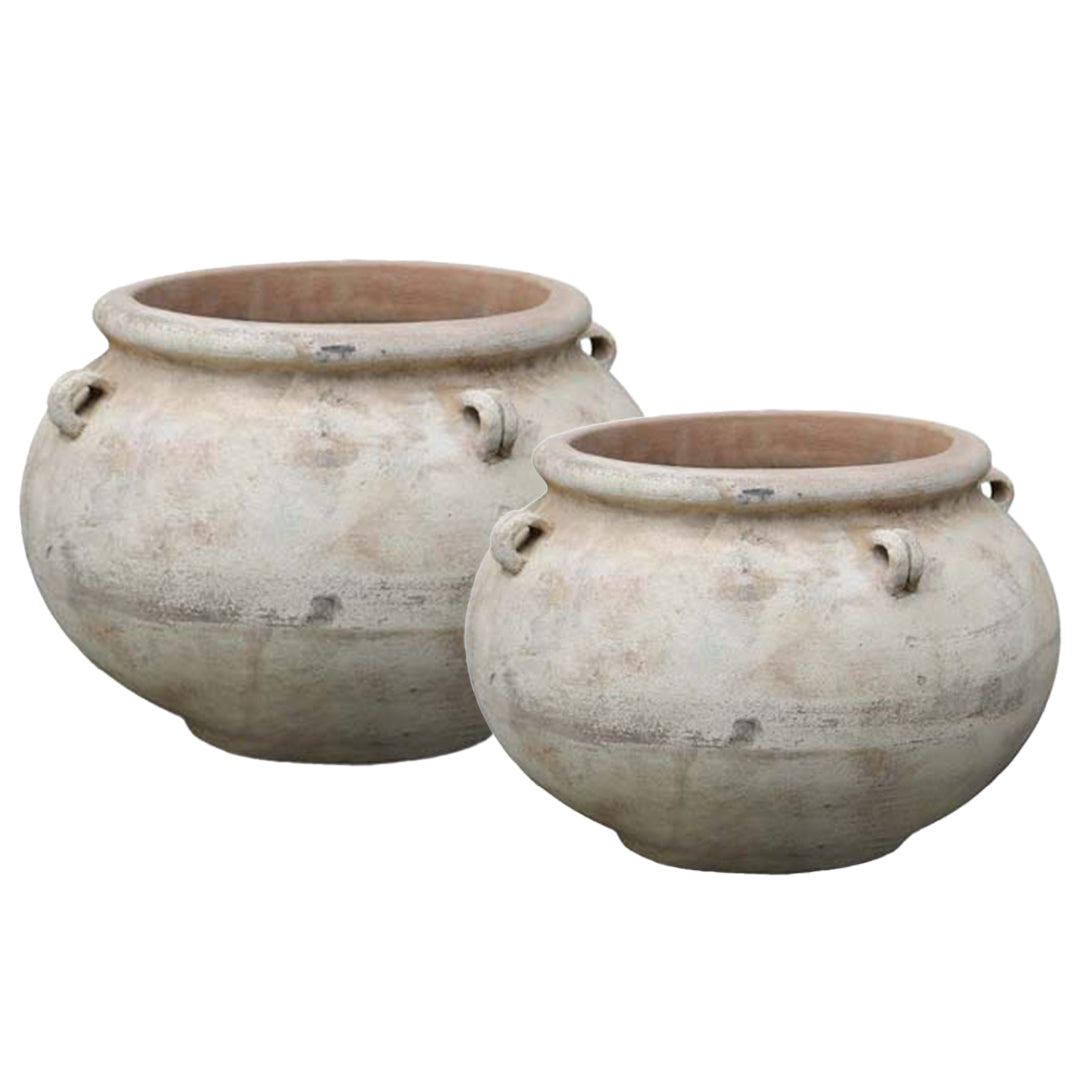 Four Handle Bellied Planter set of 2 in Anterra finish