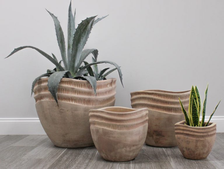 Alternate view of Mterra Round Waved Rim Planter set of 4