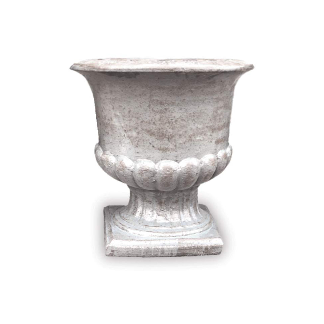 Footed Glazed Ceramic Urn Planter in Antique White finish