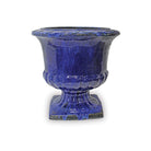 Footed Glazed Ceramic Urn Planter in Blue finish