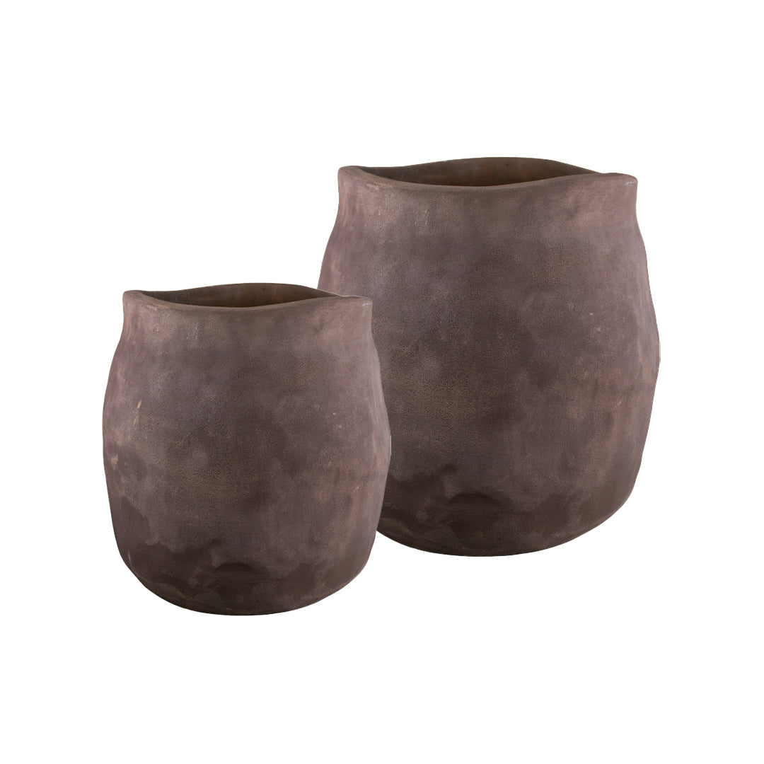 Tall Round Planter set of 2 in Bterra finish