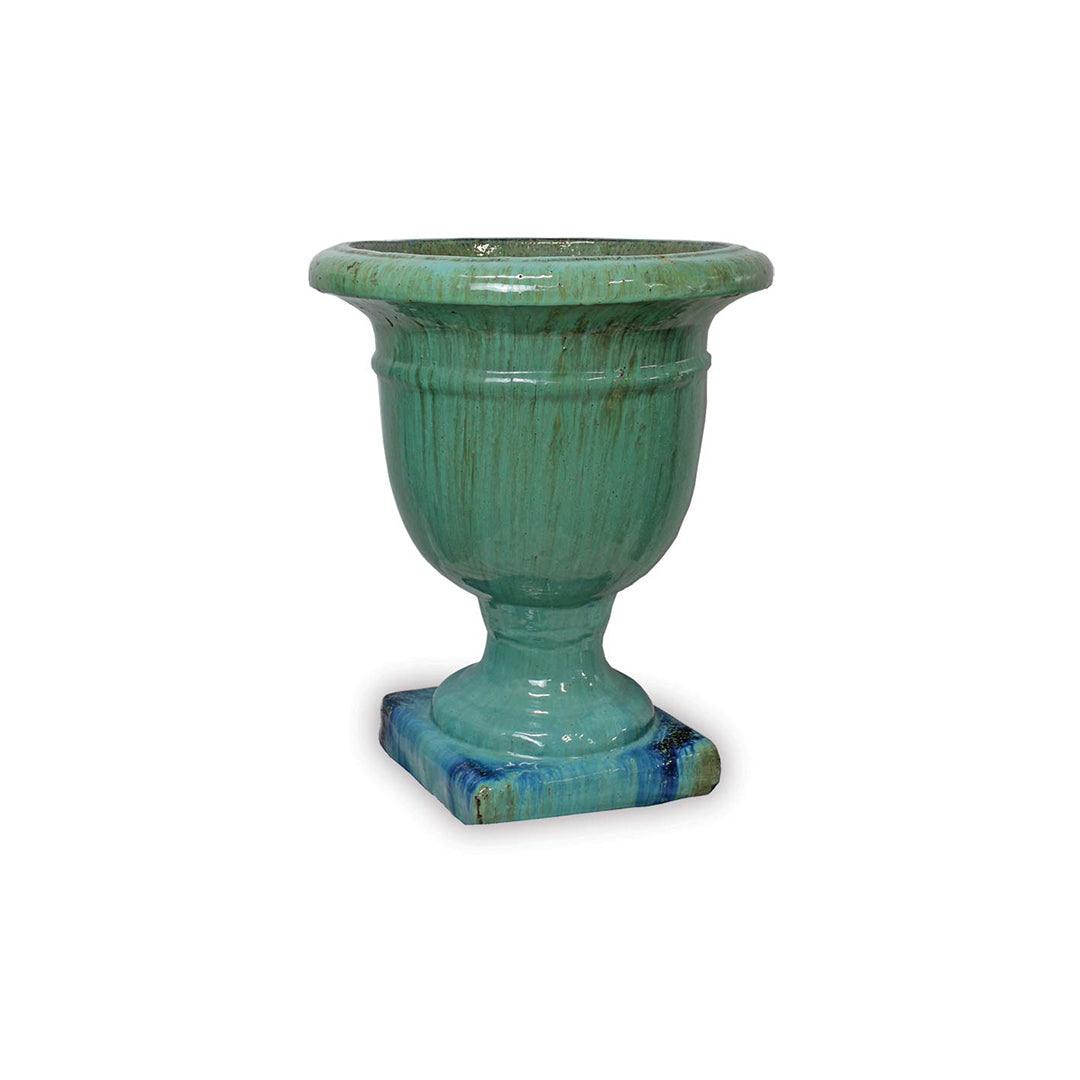 Beldon Glazed Ceramic Urn in Green finish