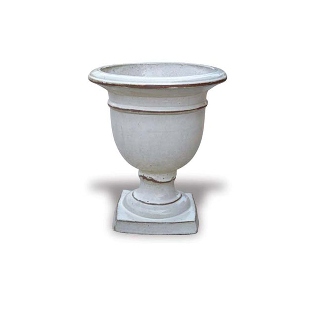 Beldon Glazed Ceramic Urn in White finish