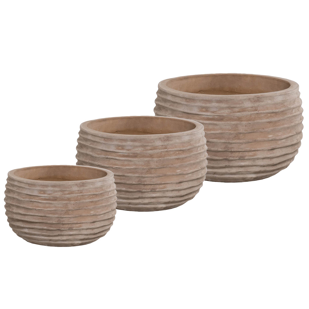 Anterra Short Rippled Planter set of 3 in Anterra finish