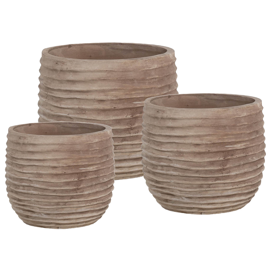 Anterra Medium Rippled Planter set of 3 in Anterra finish