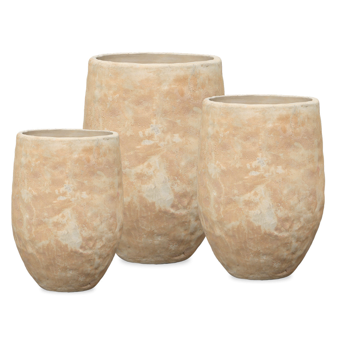 Tall Rough Texture Planter set of 3 in Anterra finish
