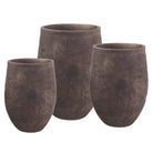 Tall Rough Texture Planter set of 3 in Bterra finish