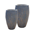 Cocos Tall Egg Planter Set of 2 in Lava Brown over Aqua.