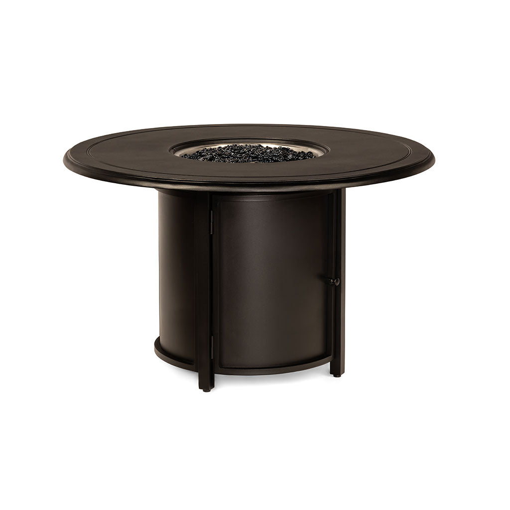 Round Fire Table brown cast aluminum outdoor fire table