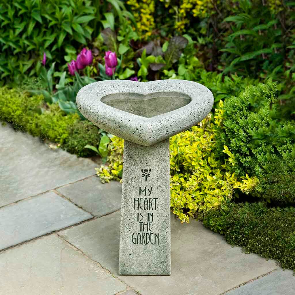 My Heart is in the Garden Birdbath in Alpine Stone finish