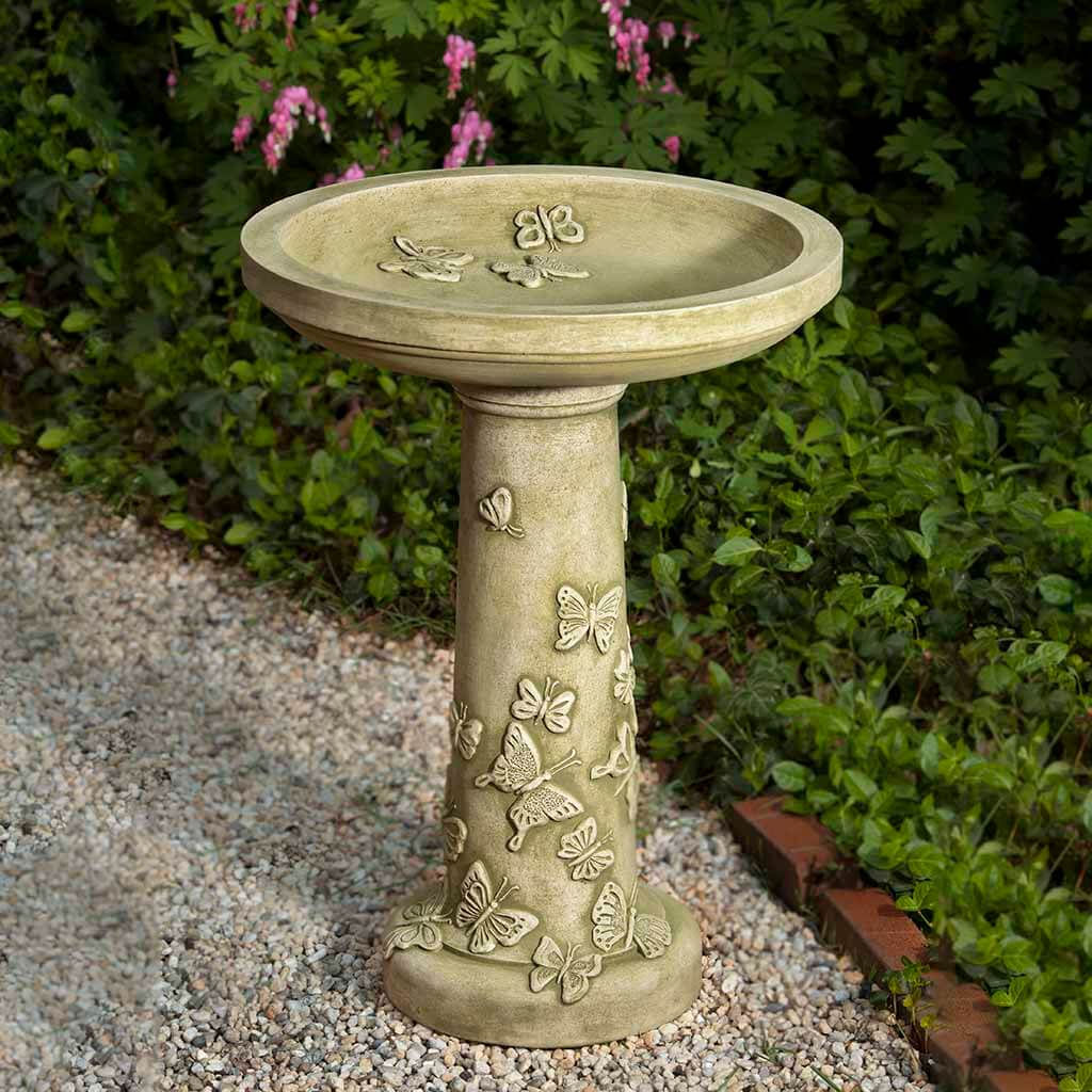 Butterflies are Free Birdbath in English Moss finish