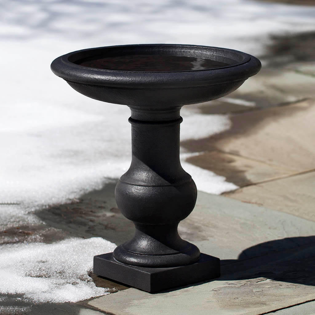 Balustrade Birdbath in Nero Nuovo finish