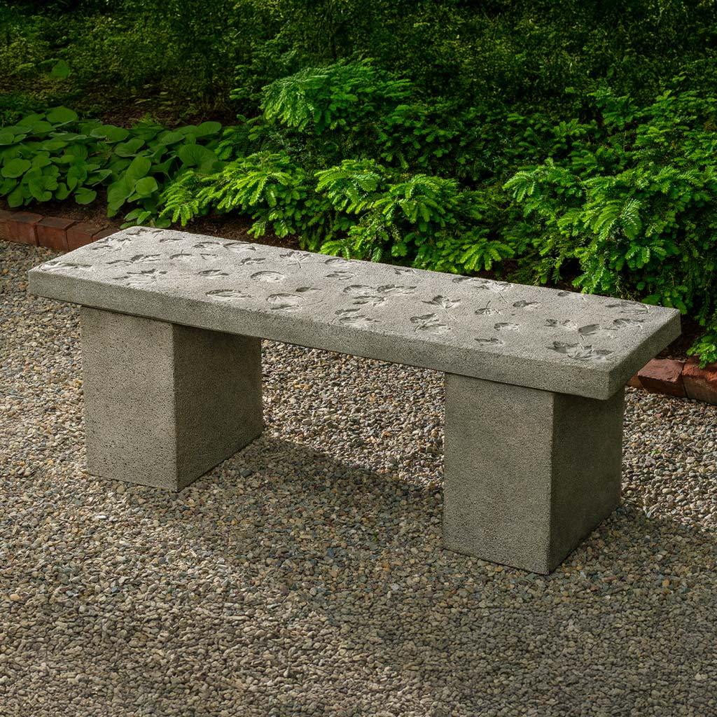 Woodland Leaves Bench in Alpine Stone finish