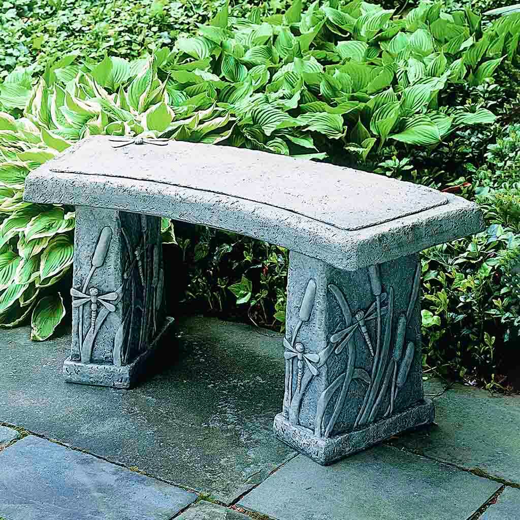 Dragonfly Curved Bench in Alpine Stone finish